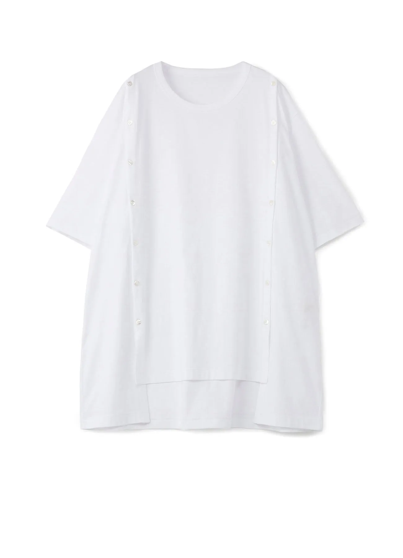 30/- COTTON JERSEY JUMBO T-SHIRT WITH BUTTON-UP SLITS