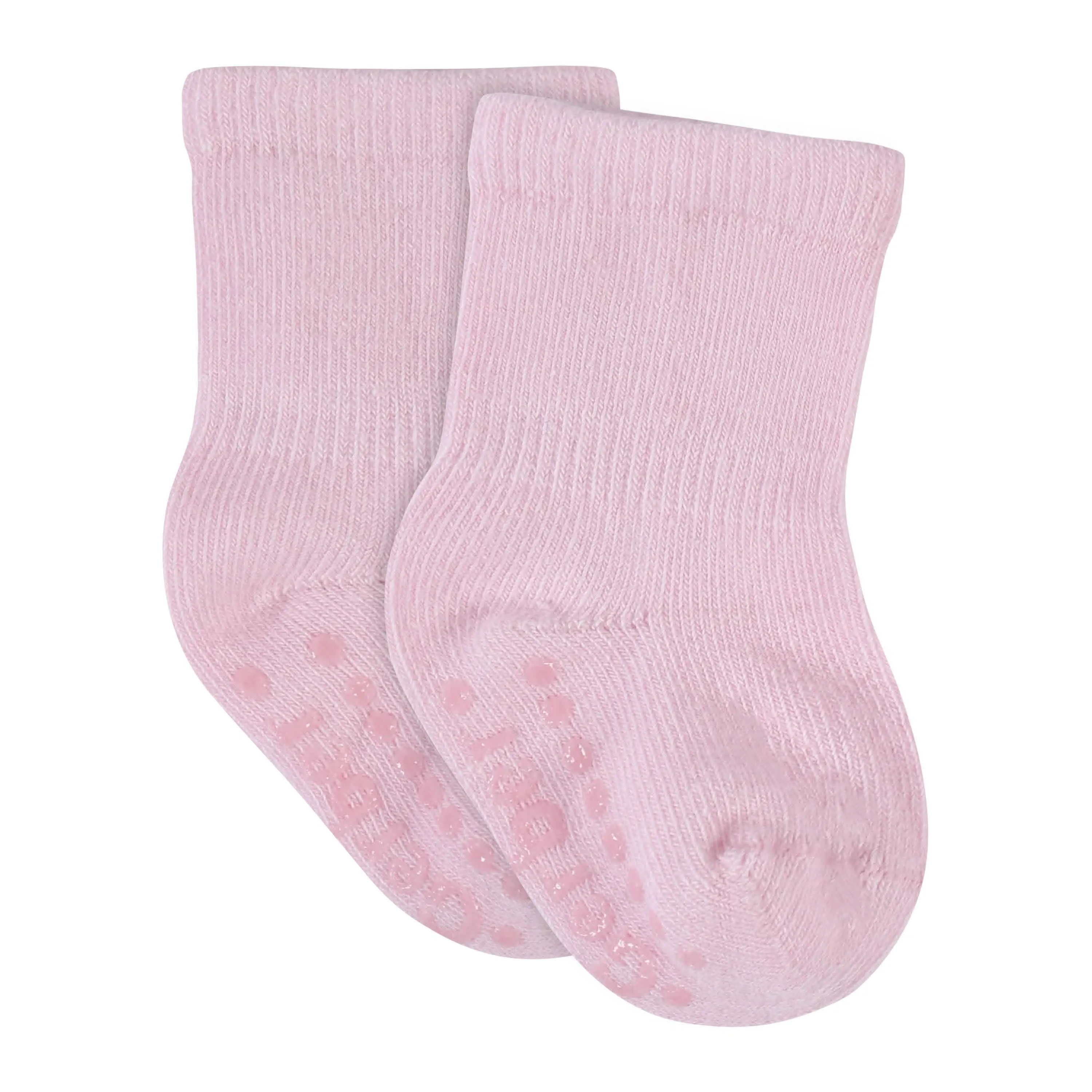 8-Pack Baby & Toddler Light Pink Wiggle Proof Jersey Crew Socks