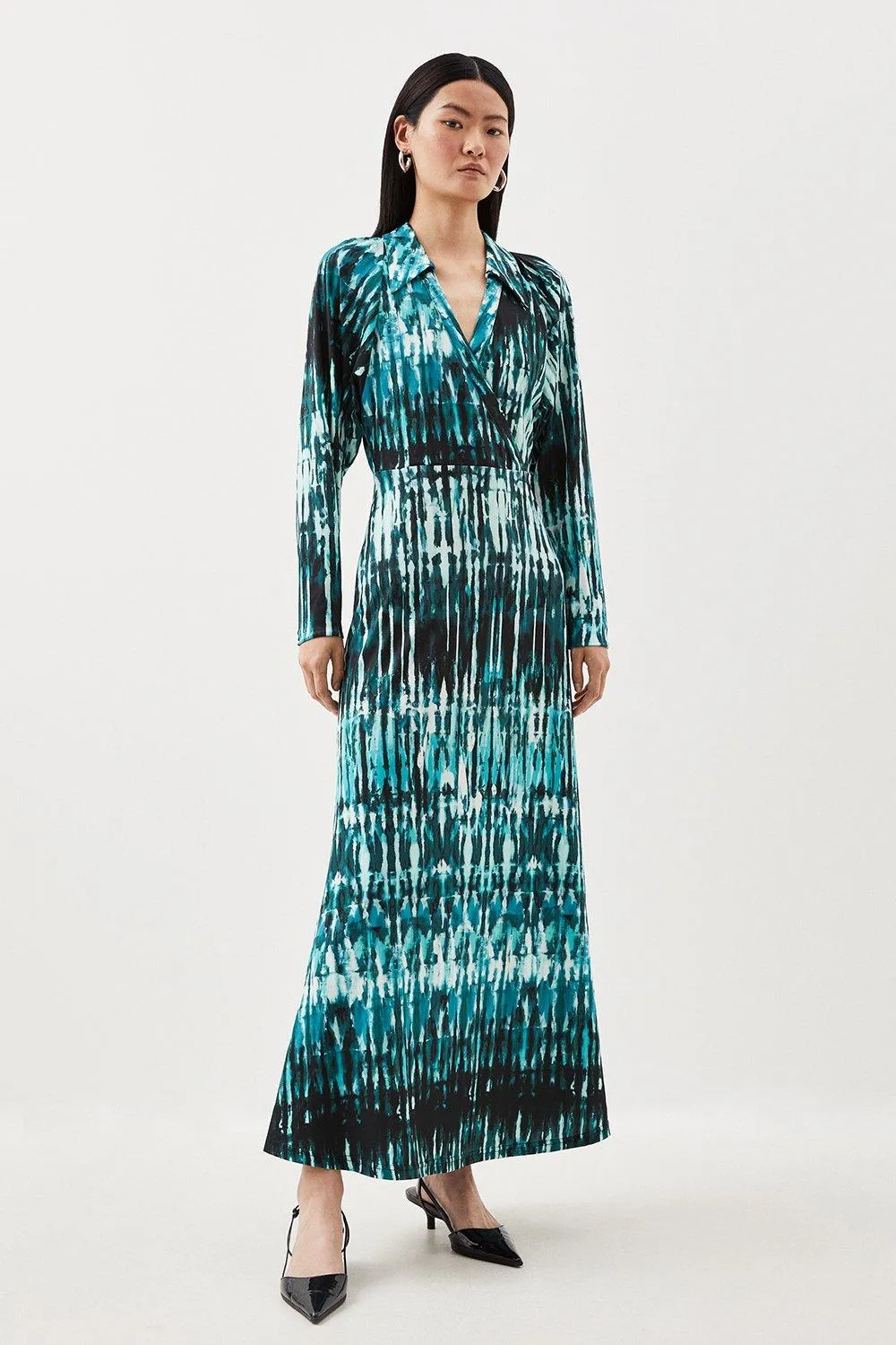 Abstract Print Jersey Maxi Wrap Dress | Karen Millen