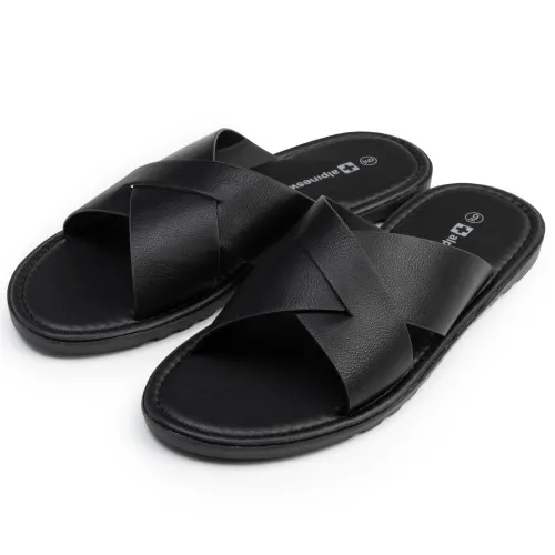 Alpine Swiss Hugo Mens Vegan Leather Slide Sandals Dressy Comfortable Summer Shoes