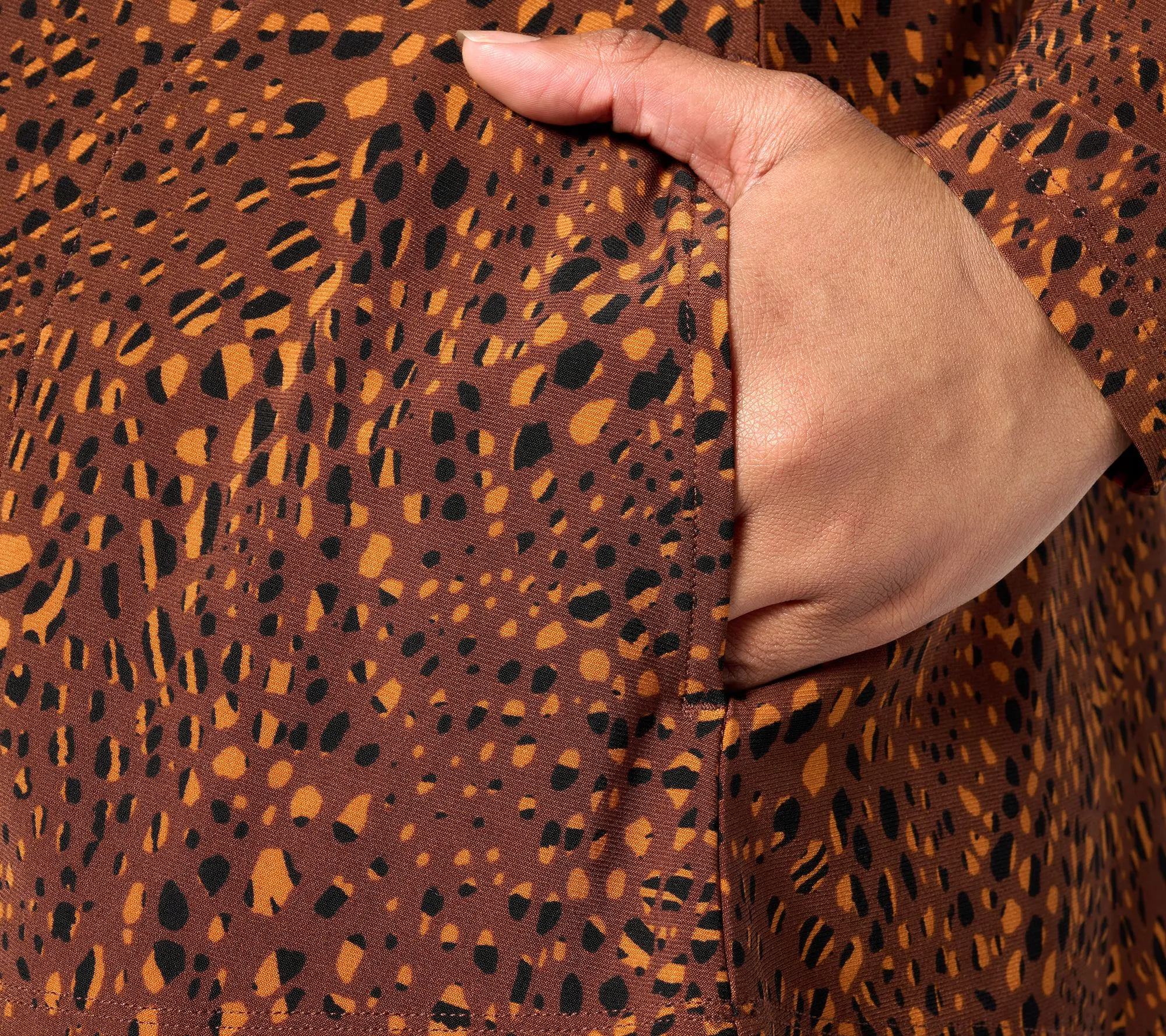 Attitudes by Renee Como Jersey Printed Collared Top