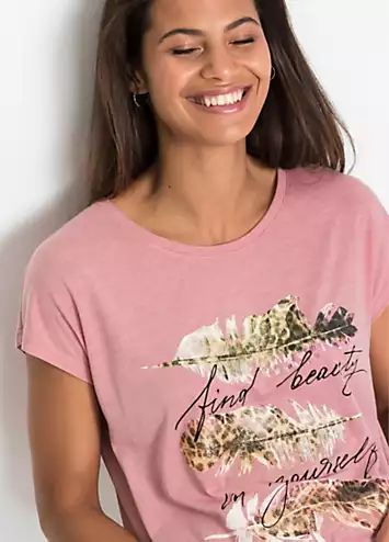 bonprix Glitter Print T-Shirt | Grattan