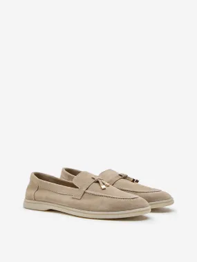 Buy LUNA BLU Ivory Faux Suede Loafers from Westside