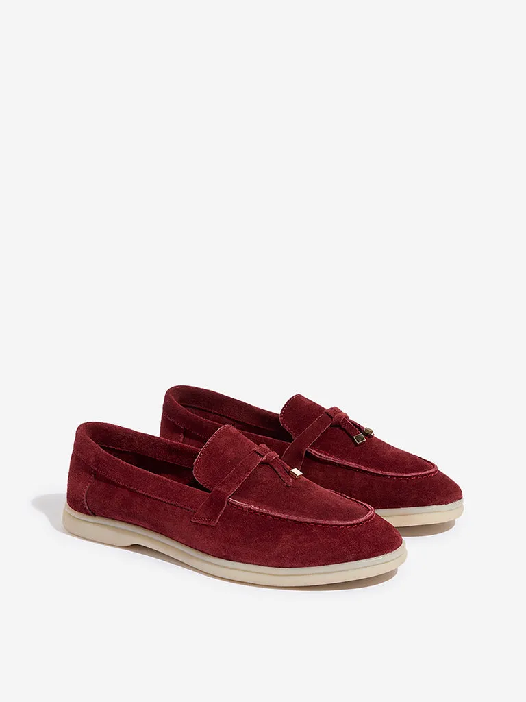 Buy LUNA BLU Maroon Faux-Suede Loafers from Westside