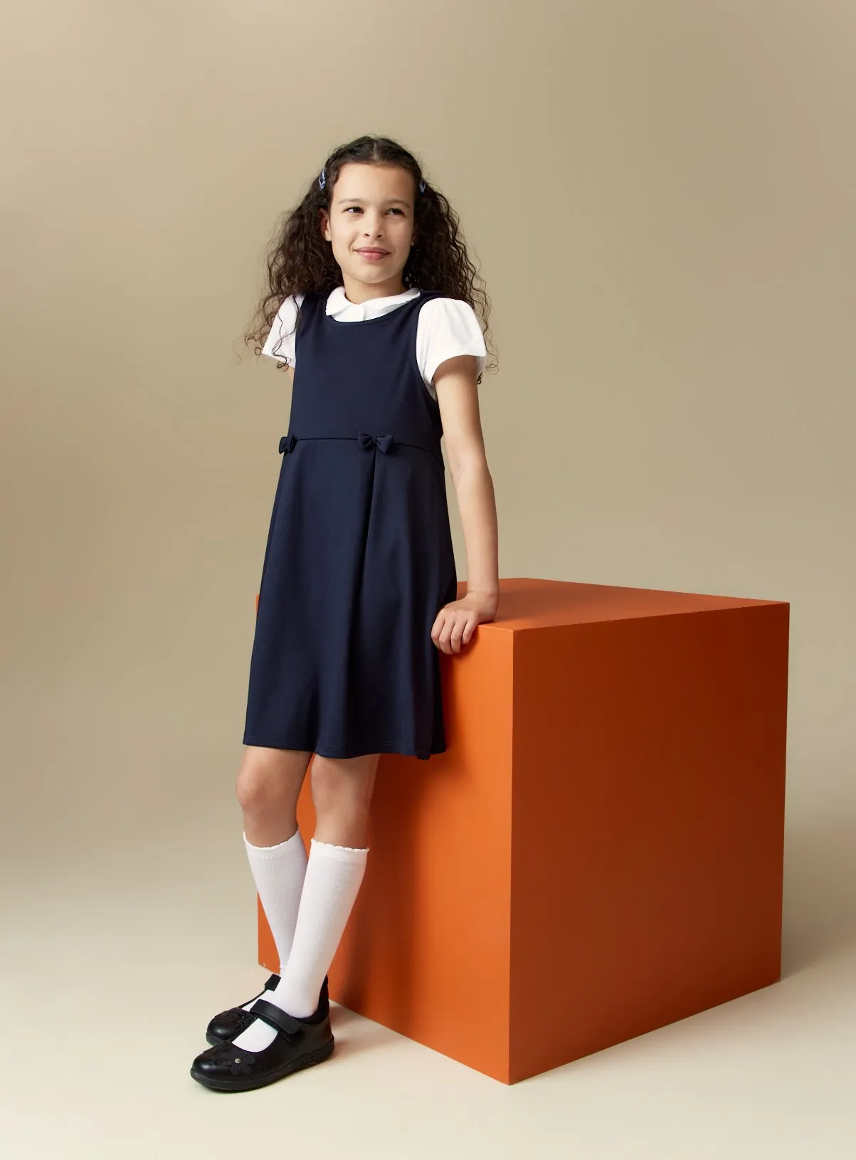 Buy Navy Jersey School Pinafore 2 Pack 12 years | School dresses | Tu