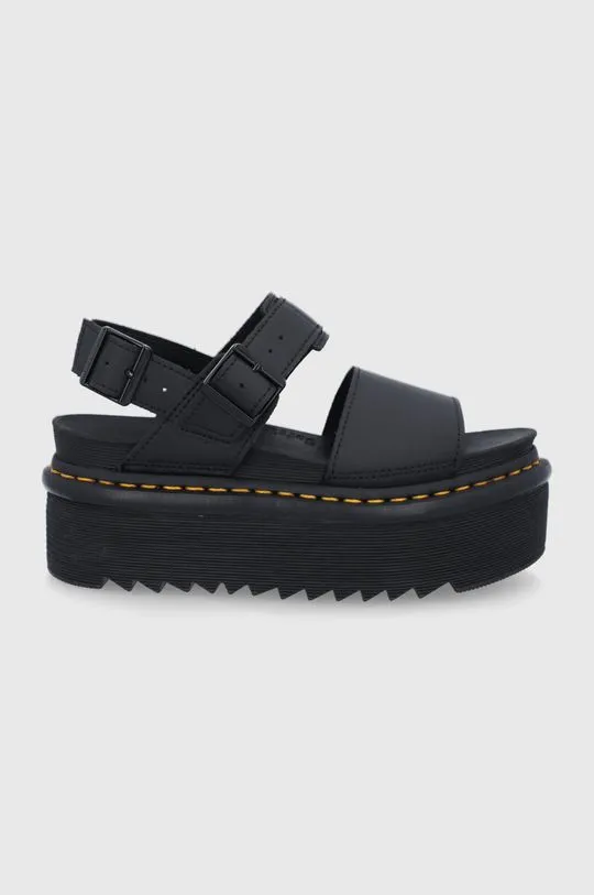 Dr. Martens leather sandals voss quad women's black color