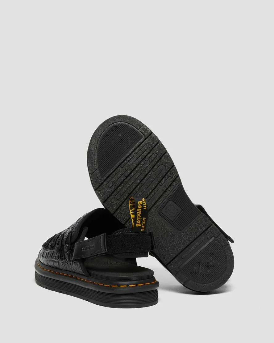 DR MARTENS MURA SUICOKE CROCO LEATHER SANDALS - BLACK NEW VIBRANCE CROCO