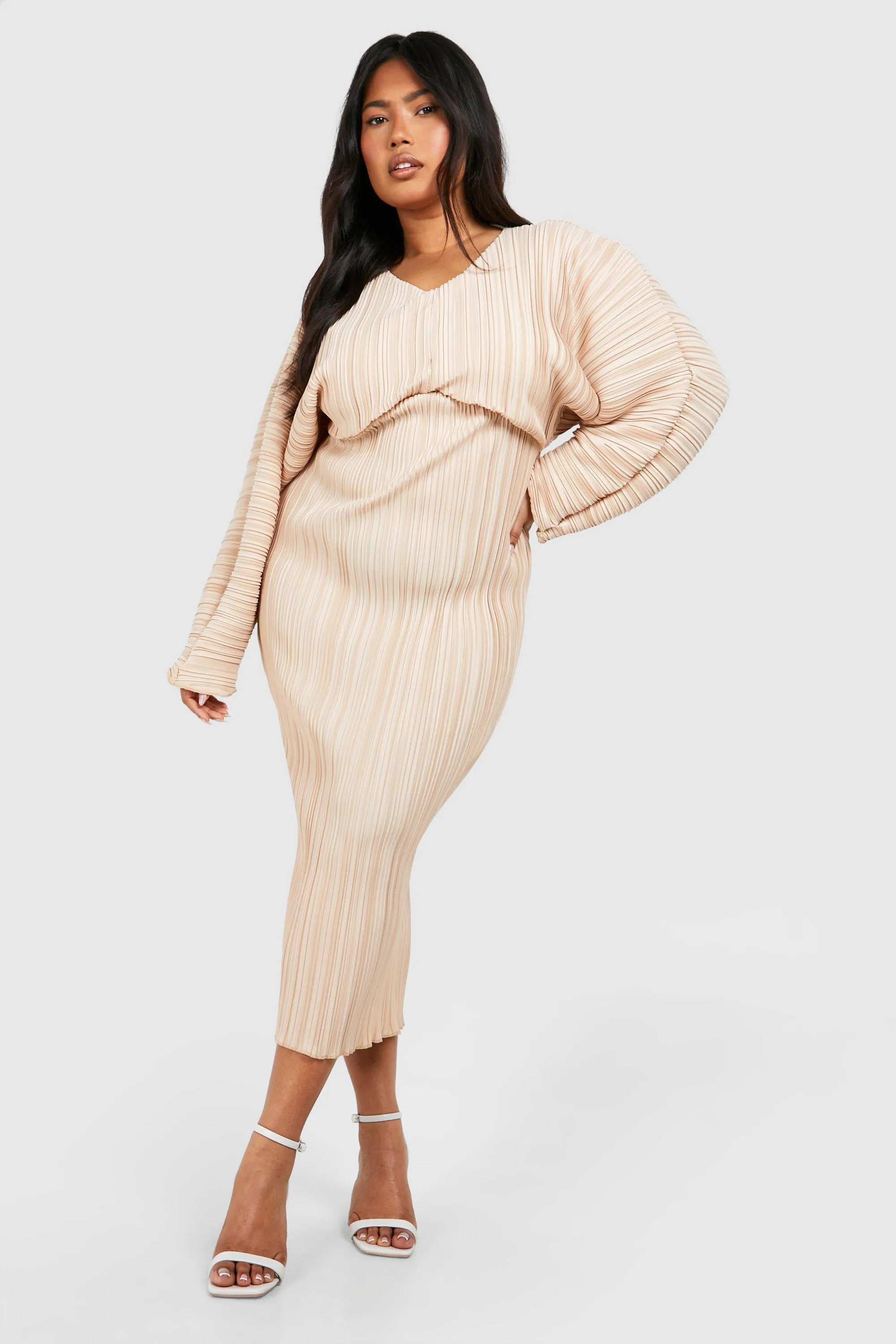 Dresses | Plus Wide Plisse Batwing Midaxi Column Dress | boohoo