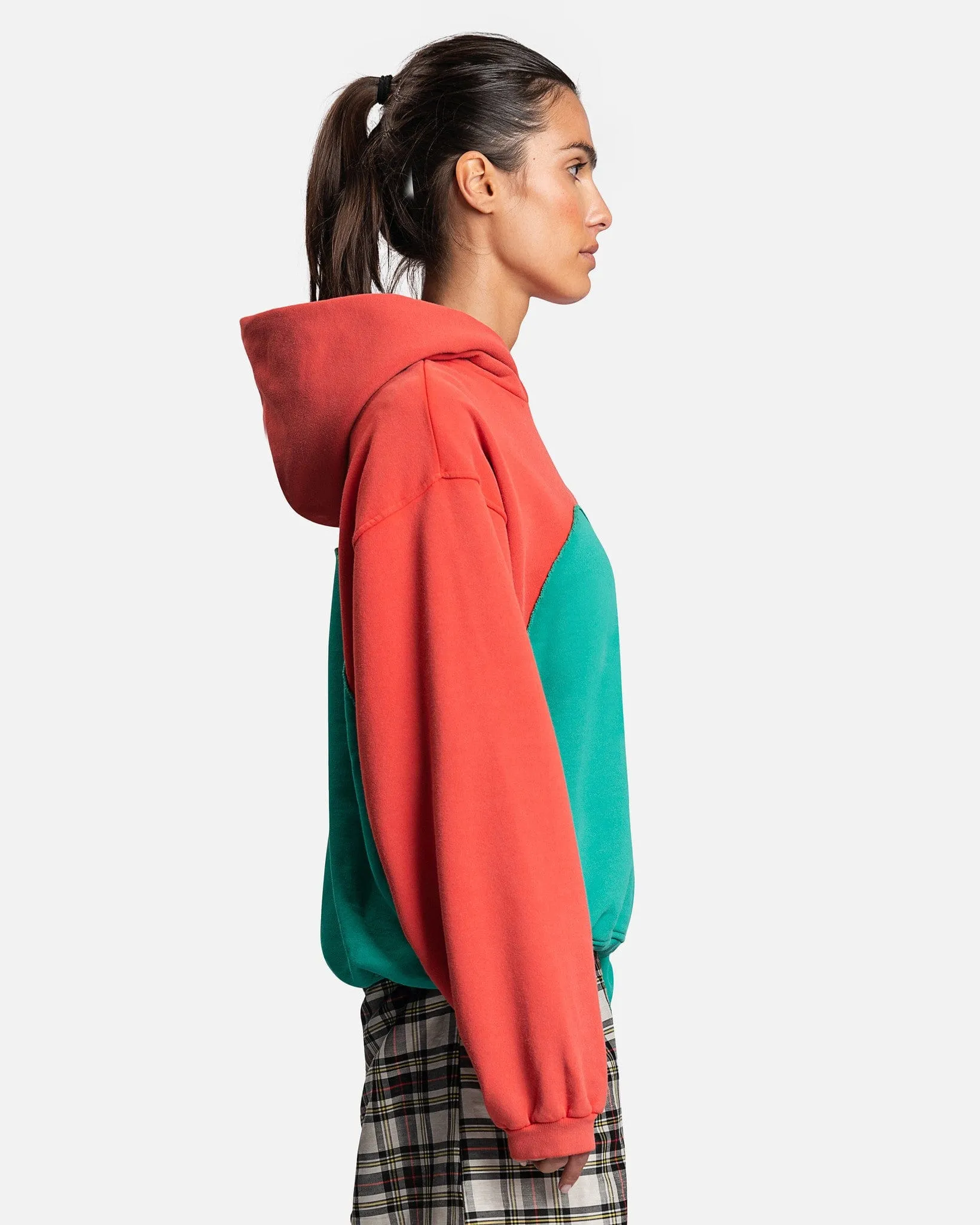 ERL Women's Swirl Fleece Hoodie Jersey in Red/Green