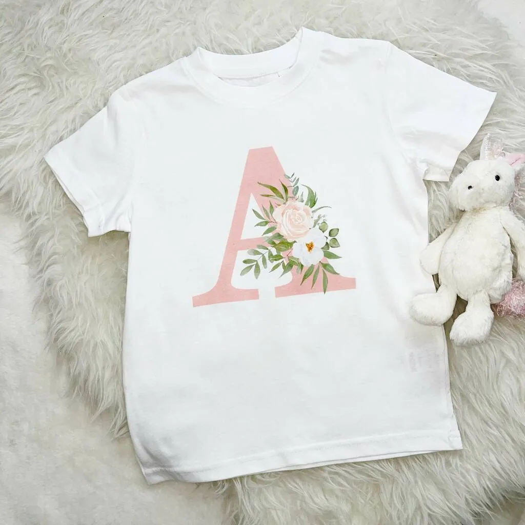 Floral Initial Personalised T Shirt