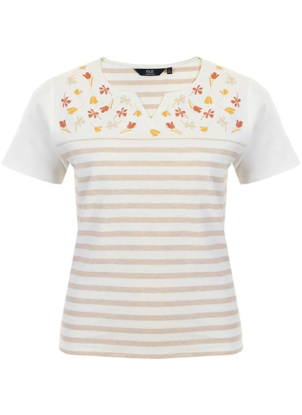 Ivory Print Notch T Shirt