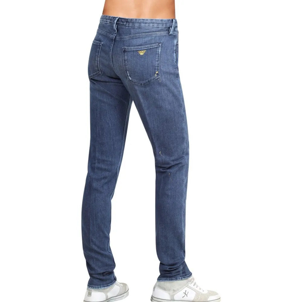J00 Mens Slim Fit Worn Finish Stretch Denim Jeans EAM8147