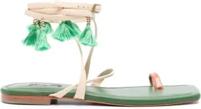 Johanna Ortiz Conversando Con El Viento leather flat sandals Green