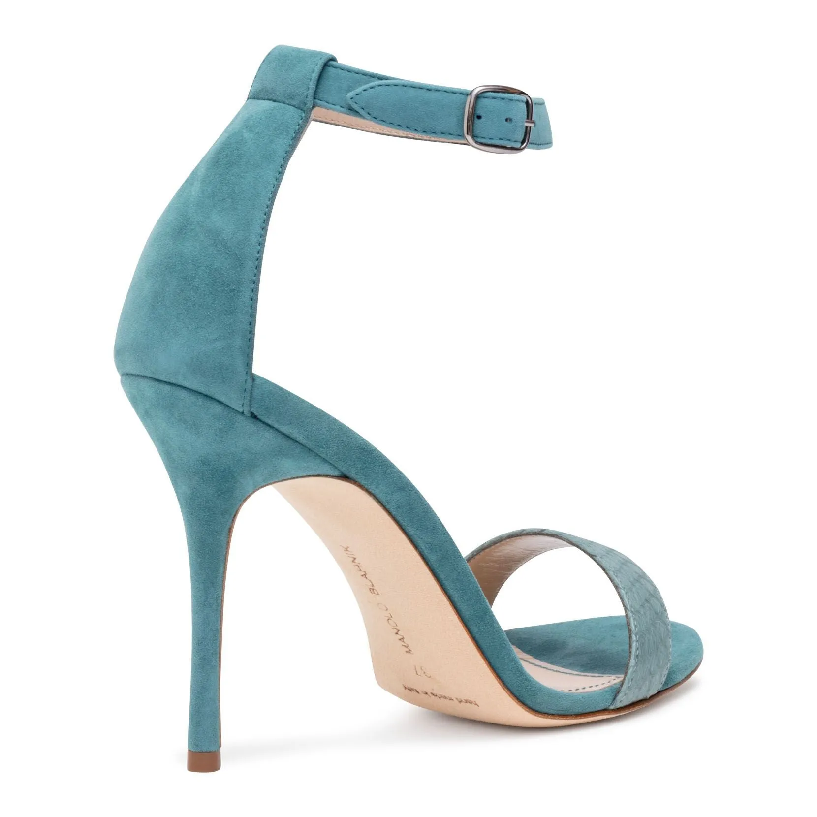 Manolo Blahnik Chaosbic 105 Dusty Green Suede Snakeskin Sandals