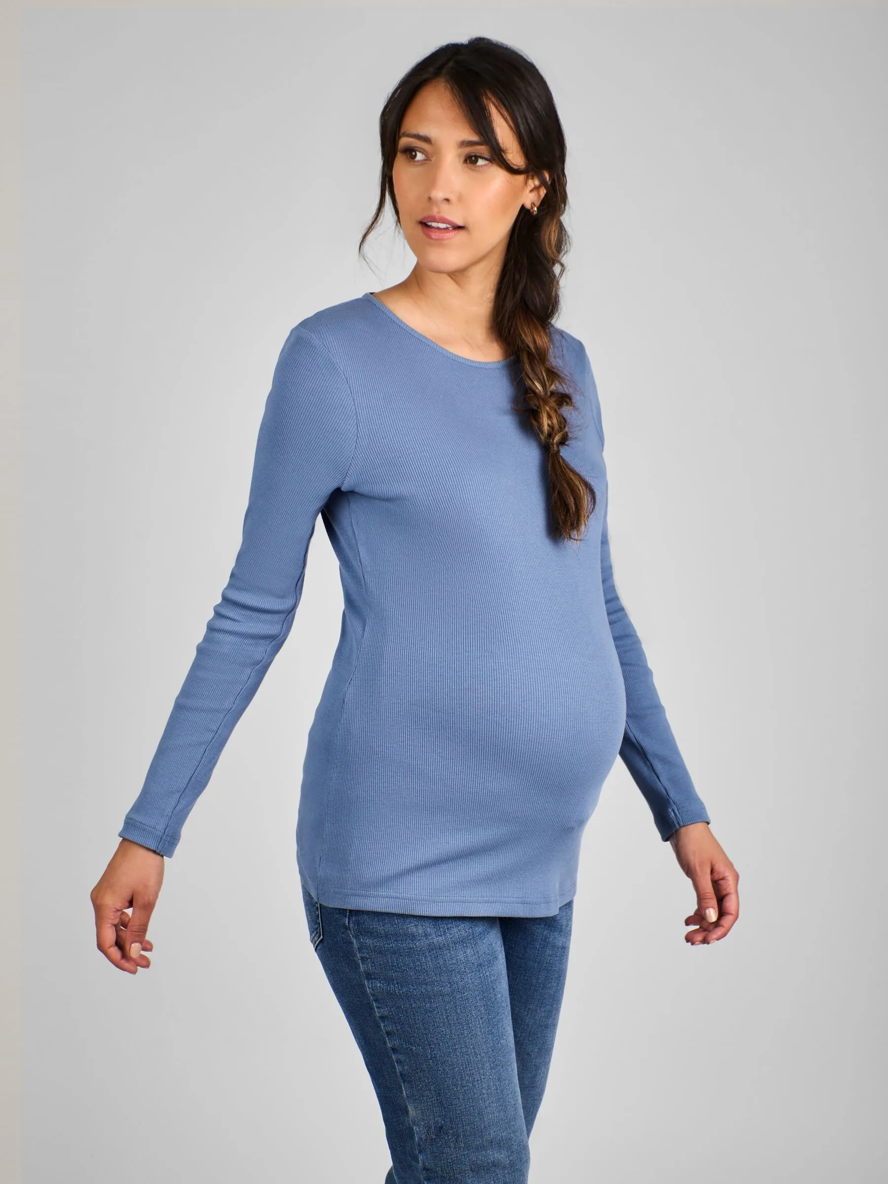 Marl Grey & Blue 2-Pack Ribbed Jersey Maternity Tops