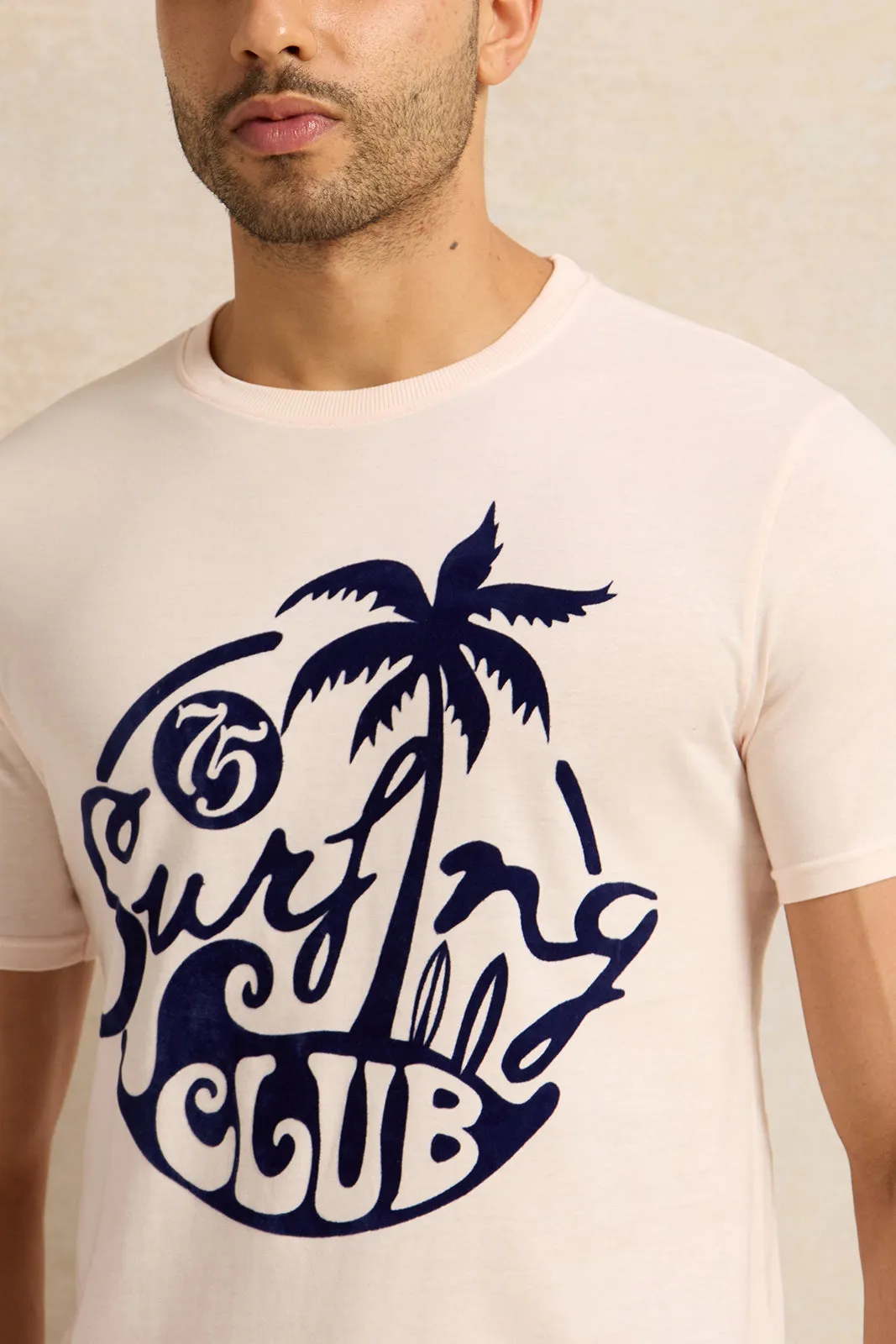 Men Apricot Printed T-Shirt