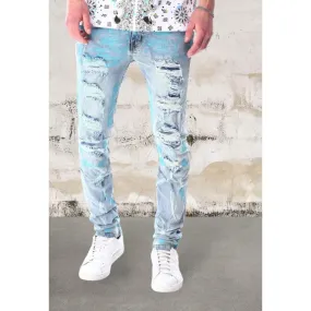 Men's slim fit all-over paint print denim jeans
