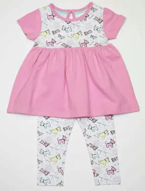 Mid Pink Baby Girls Top & Leggings Set