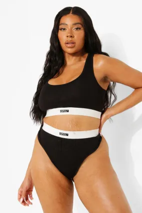 Plus Official Jersey Scoop Bralette + Thong Set