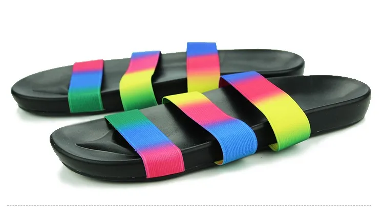 Rainbow Holographic Tri Rubber Bands Straps Mens Sandals