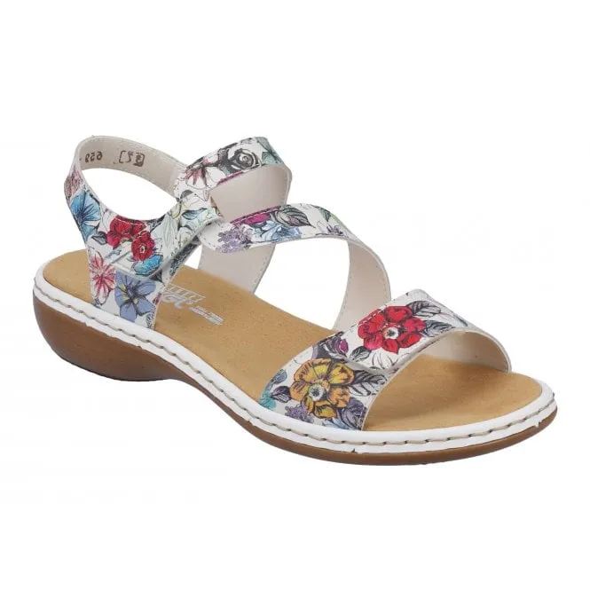Rieker  Womens 659C7-92 Sunset White Multi Riptape Sandals