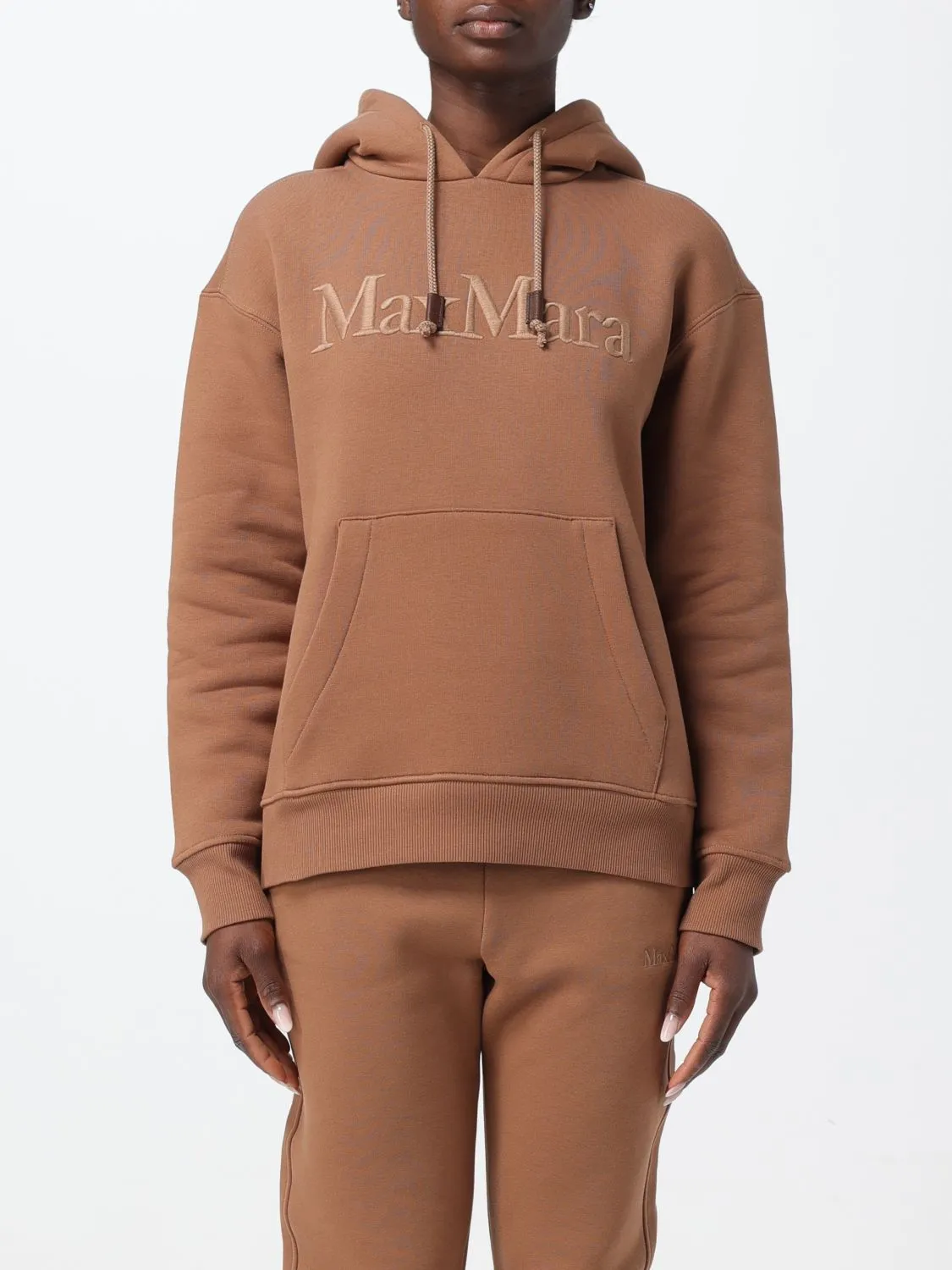 S Max Mara  |Long Sleeves Plain Cotton Logo Hoodies & Sweatshirts