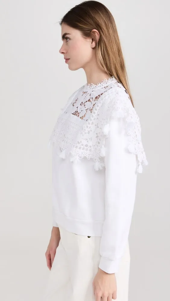 Sea NEW YORK  |Long Sleeves Cotton Lace Hoodies & Sweatshirts