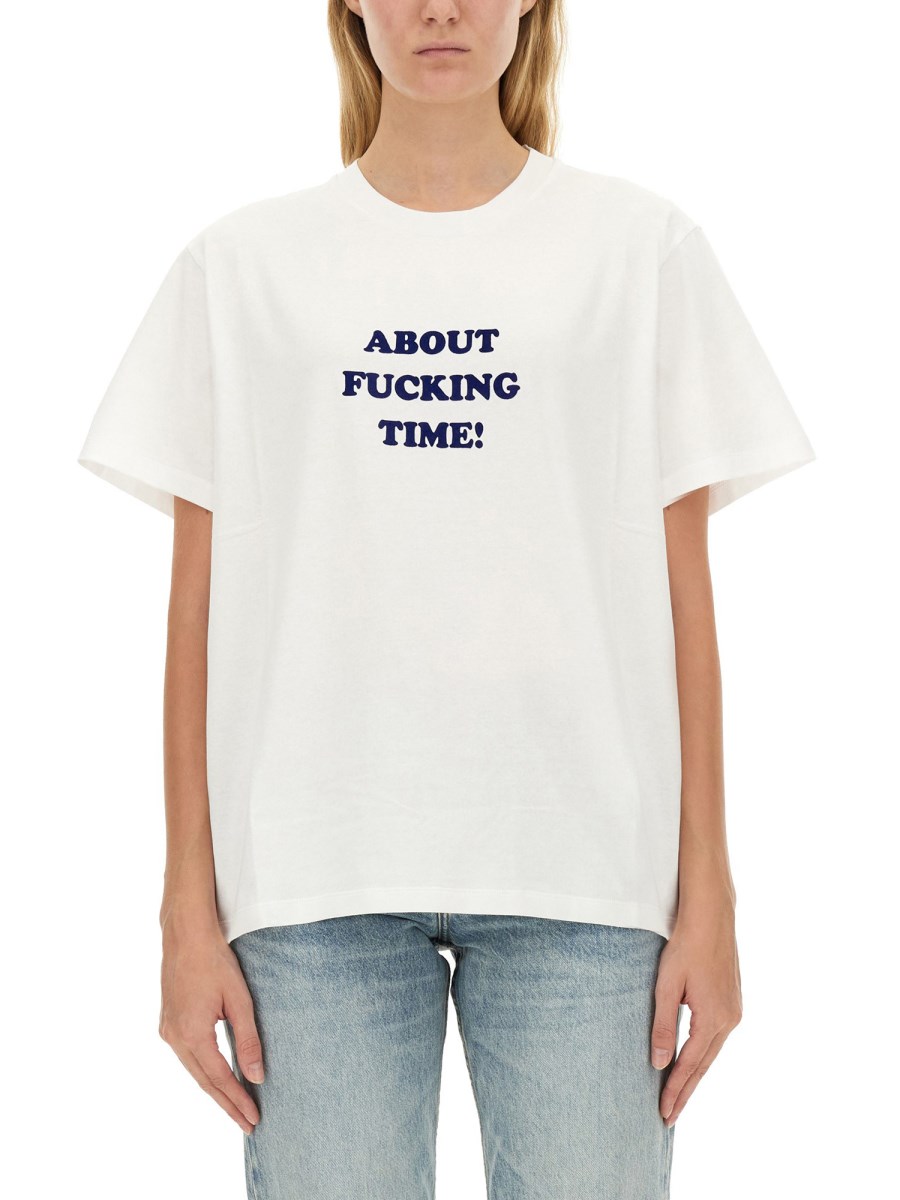 STELLA McCARTNEY      T-SHIRT ABOUT TIME IN JERSEY DI COTONE 