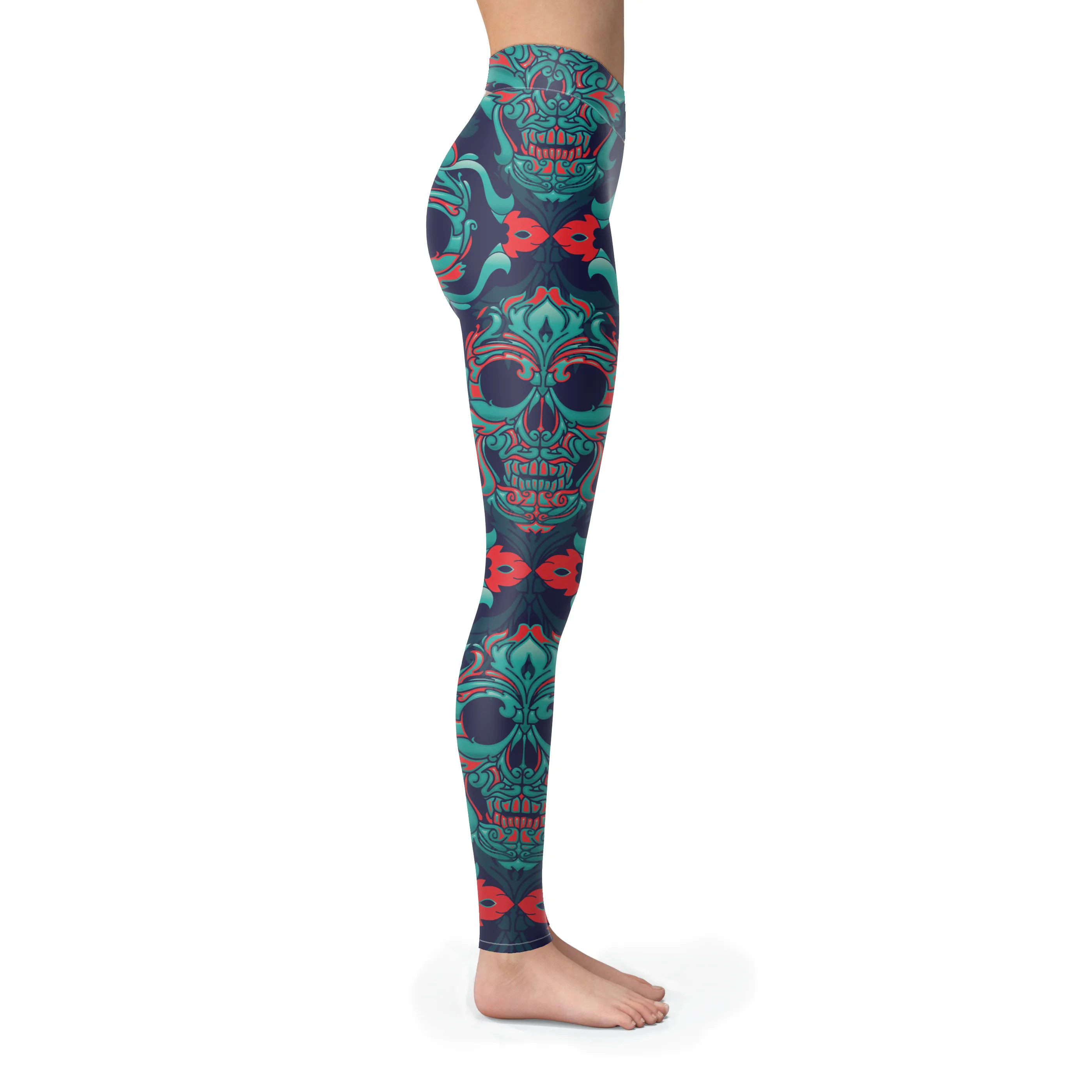Sugar Skull Leggings Ornamental Skulls Yoga Pants