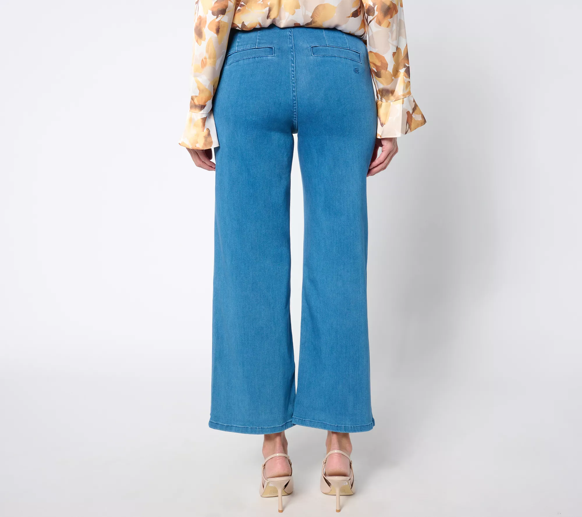 Susan Graver Regular Soft Stretch Pull-On Wide-Leg Jeans