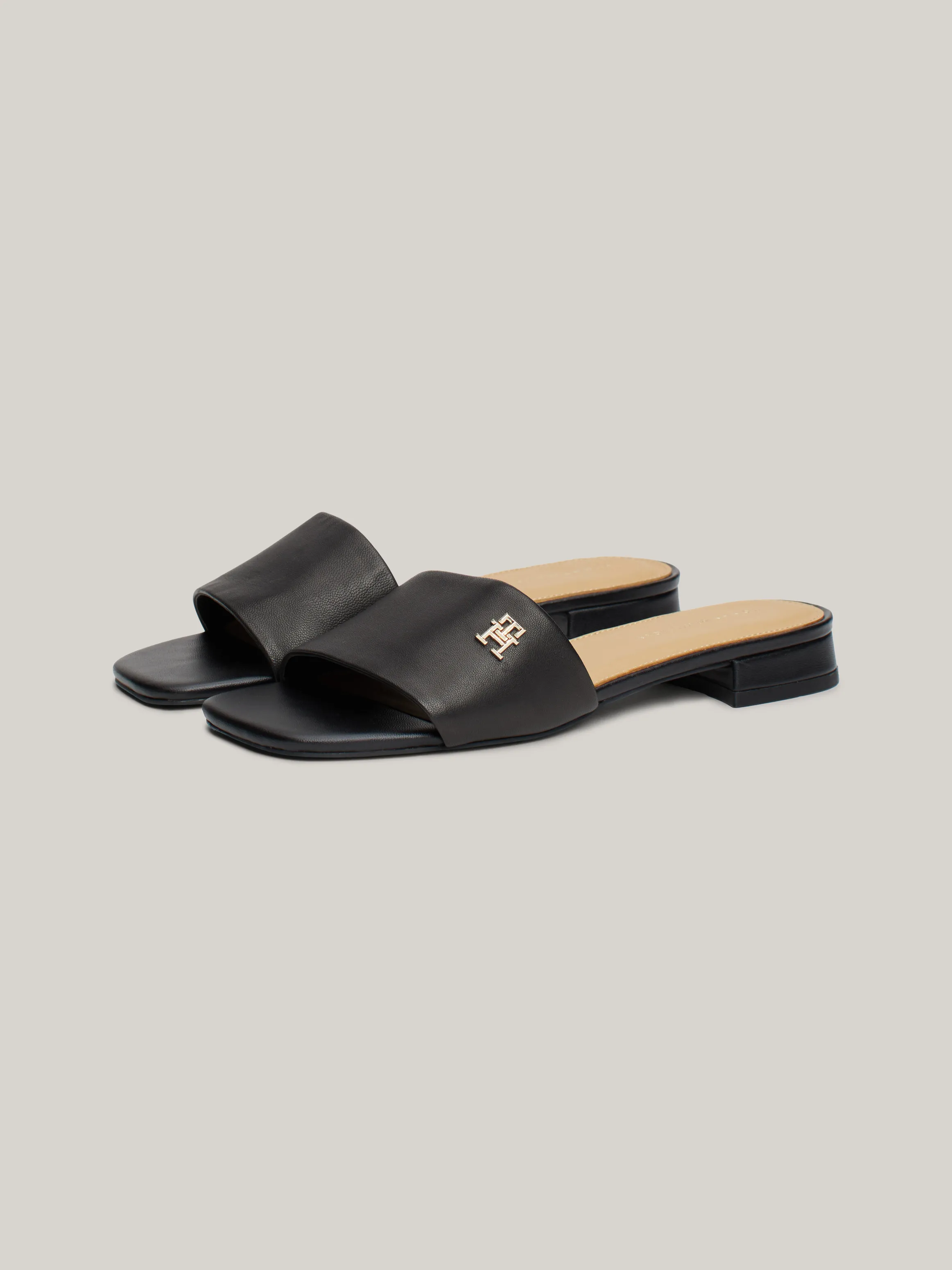 TH Monogram Plaque Leather Mules | Sandals & Slides | Tommy Hilfiger