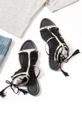 VISCONTI AND DU REAU LANAI FRINGE SANDALS EU 38 UK 5