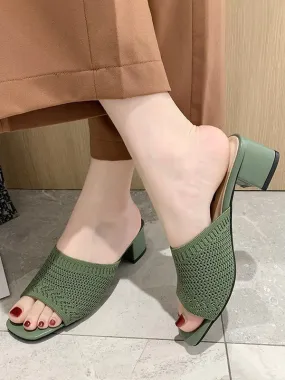 Women's Mules Polyester Open Toe Chunky Heel Mules